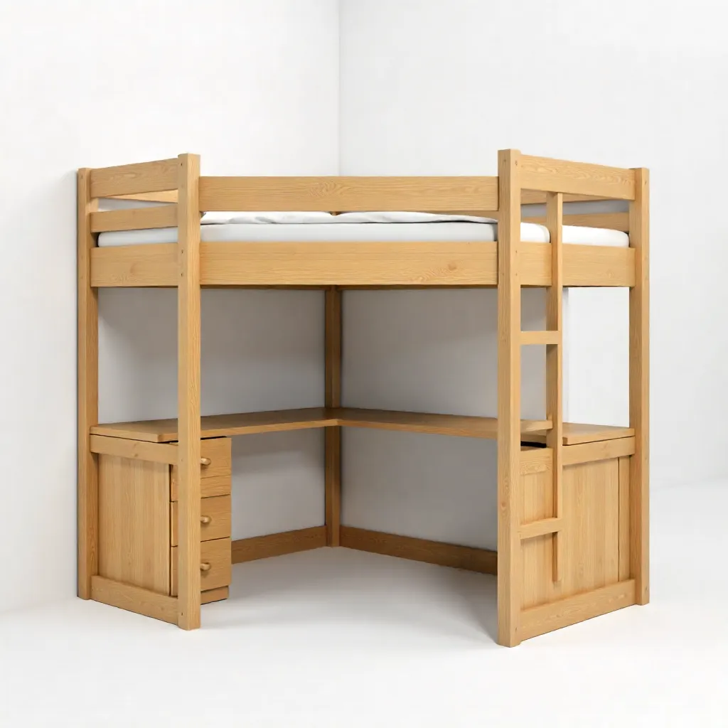 Wall-mounted bed with workspace underneath
